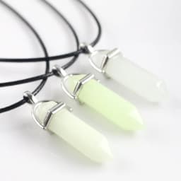 Dark Luminous Stone Fluorescent Hexagonal Column Necklace Natural Crystal Glowing in Bullet Pendant Leather Fashion Jewelry Gift