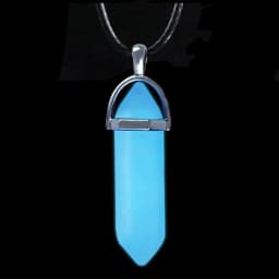 Dark Luminous Stone Fluorescent Hexagonal Column Necklace Natural Crystal Glowing in Bullet Pendant Leather Fashion Jewelry Gift