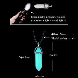 Dark Luminous Stone Fluorescent Hexagonal Column Necklace Natural Crystal Glowing in Bullet Pendant Leather Fashion Jewelry Gift