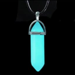 Dark Luminous Stone Fluorescent Hexagonal Column Necklace Natural Crystal Glowing in Bullet Pendant Leather Fashion Jewelry Gift