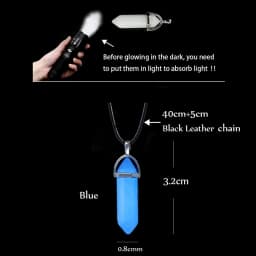 Dark Luminous Stone Fluorescent Hexagonal Column Necklace Natural Crystal Glowing in Bullet Pendant Leather Fashion Jewelry Gift