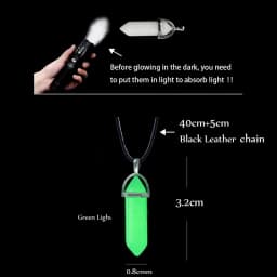 Dark Luminous Stone Fluorescent Hexagonal Column Necklace Natural Crystal Glowing in Bullet Pendant Leather Fashion Jewelry Gift