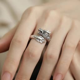 VENTFILLE 925 Sterling Silver Rings INS Fashion Hip Hop Vintage Couples Hollow Lines Punk Thai Silver Party Adjustable Jewelry