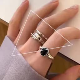 VENTFILLE 925 Sterling Silver Rings INS Fashion Hip Hop Vintage Couples Hollow Lines Punk Thai Silver Party Adjustable Jewelry