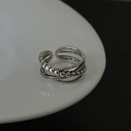 VENTFILLE 925 Sterling Silver Rings INS Fashion Hip Hop Vintage Couples Hollow Lines Punk Thai Silver Party Adjustable Jewelry