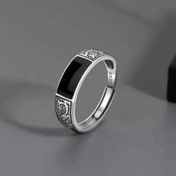 VENTFILLE 925 Sterling Silver Rings INS Fashion Hip Hop Vintage Couples Hollow Lines Punk Thai Silver Party Adjustable Jewelry