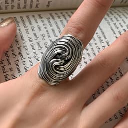 VENTFILLE 925 Sterling Silver Rings INS Fashion Hip Hop Vintage Couples Hollow Lines Punk Thai Silver Party Adjustable Jewelry