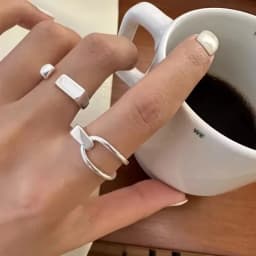 VENTFILLE 925 Sterling Silver Rings INS Fashion Hip Hop Vintage Couples Hollow Lines Punk Thai Silver Party Adjustable Jewelry
