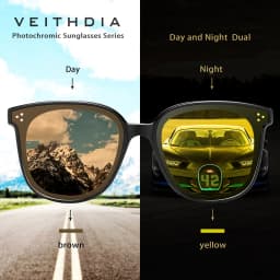 VEITHDIA Sunglasses Gradient Photochromic Unisex Polarized Mirror Lens Vintage Day Night Dual Sun Glasses For Men Women 7029