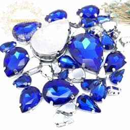 30Pcs7 Mixed Size Gray Water Drop Glass Crystal Seam Rhinestone With Silver Claw DIY Wedding Dress / Garment Accessories