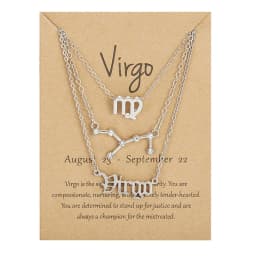 3Pcs/set 12 Zodiac Sign Necklace For Women 12 Constellation Pendant Chain Choker Birthday Jewelry With Cardboard Card