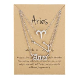 3Pcs/set 12 Zodiac Sign Necklace For Women 12 Constellation Pendant Chain Choker Birthday Jewelry With Cardboard Card