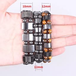 Man Woman Natural Stone Beads Tiger's Eye Hematite Charm Bracelets Men Tiger Eye & Hematite Energy Stone Bracelets Yoga Bangle