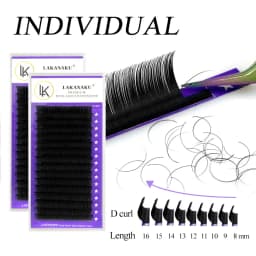 LAKANAKU Natural Premium Individual Volume Eyelash Extensions Handmade Mink Eyelash Private Label Makeup Individual Lashes