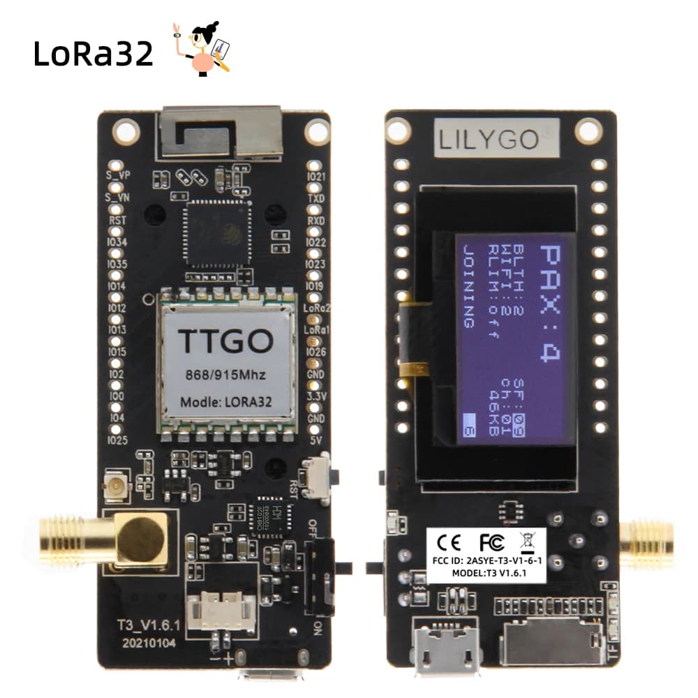 LILYGO® LoRa32 V2.1 & T3 V1.6.1 ESP32 LoRa Development Board, Wireless Module, 433MHz 868MHz 915MHz, 0.96 OLED, WIFI Bluetooth
