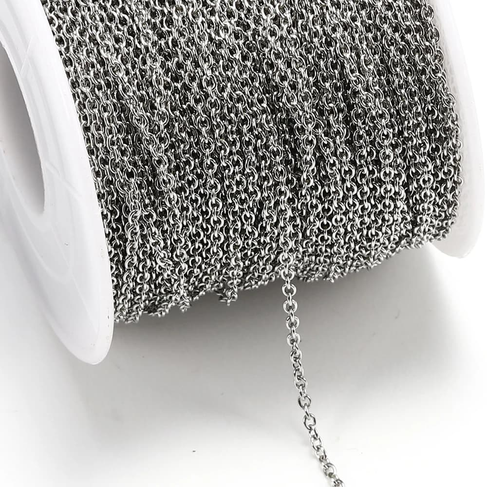 10Meters Stainless Steel Cable Round Cross Necklace Chain 1.5 2.0 2.5mm O Link Chain for Diy Jewelry Making Chain Materials Bulk