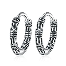 Vintage 925 Sterling Silver Hoop Earrings Pattern Earring For Women Silver Jewelry Korea New