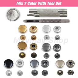50set Snaps Button Metal Snap Fasteners Press Studs Kit Optional 4 Installation Tools For Clothes Garment Bag Shoes Leathercraft