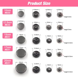 50set Snaps Button Metal Snap Fasteners Press Studs Kit Optional 4 Installation Tools For Clothes Garment Bag Shoes Leathercraft