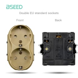 BSEED EU Standard Wall Light Switch Module Electrical Outlets Button Switch DIY Function Part Glass Panel Free Collocation Gold
