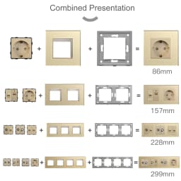 BSEED EU Standard Wall Light Switch Module Electrical Outlets Button Switch DIY Function Part Glass Panel Free Collocation Gold
