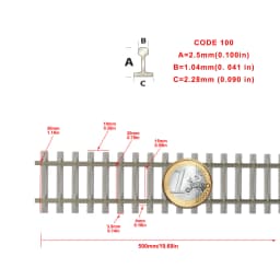 Evemodel 1pc/2pcs/5pcs Model Train 1:87 Railroad Cupronickel Tracks Flexible Rail Code 100 with Sleeper HO Scale 50cm HP17HO