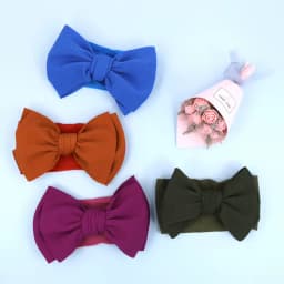 Solid Big Bow Topknot Headband for Baby Girls Elastic Nylon Hair Bands Handmade Newborn Fashion Turban Headwraps Accessories