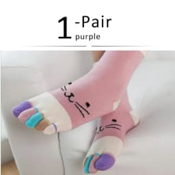 1 Pairs Pure Cotton Women Girl Five Finger Short Socks Colorful Cat Breathable Young Casual Harajuku Socks With Toes Hot Sell