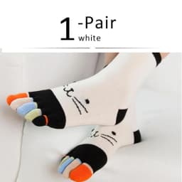 1 Pairs Pure Cotton Women Girl Five Finger Short Socks Colorful Cat Breathable Young Casual Harajuku Socks With Toes Hot Sell
