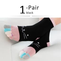 1 Pairs Pure Cotton Women Girl Five Finger Short Socks Colorful Cat Breathable Young Casual Harajuku Socks With Toes Hot Sell