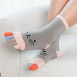 1 Pairs Pure Cotton Women Girl Five Finger Short Socks Colorful Cat Breathable Young Casual Harajuku Socks With Toes Hot Sell