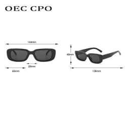 OEC CPO Small Square Sunglasses Women Plastic Frame Orange Gradient Sunglasses Female Trendy Brand Designer Eyeglasses UV400