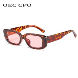 OEC CPO Small Square Sunglasses Women Plastic Frame Orange Gradient Sunglasses Female Trendy Brand Designer Eyeglasses UV400