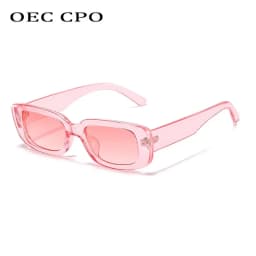 OEC CPO Small Square Sunglasses Women Plastic Frame Orange Gradient Sunglasses Female Trendy Brand Designer Eyeglasses UV400