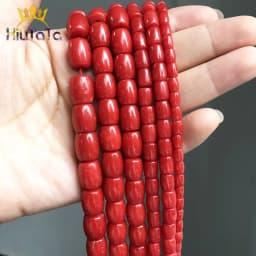 Natural Stone Beads Drum Shape Red Coral Loose Spacer Beads For Jewelry Making DIY Bracelet Earrings Accessories 15'' Strands