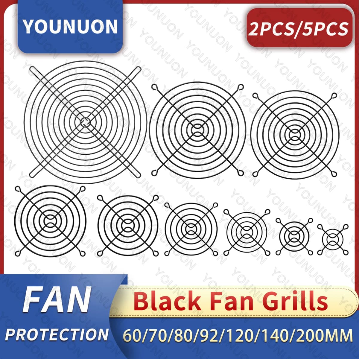 2PCS/5PCS 60mm 80mm 90mm 92mm 120mm 140mm Fan Grills Metal Mesh Finger Guard Protective Net Fan Grill Computer Case Fan Grill