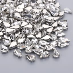 Multi Size Sewing Glass Clear Crystal Silver Claw Base Rhinestone DIY Wedding Gown Dress Headdress Water Drop Beads
