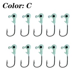 10Pcs/Lot Crank Color Mixing Jig Head Hook 1.2g Fishing Hook Lead Jig Lure Hard Baits Soft Worm Fishing Tackle Accessories