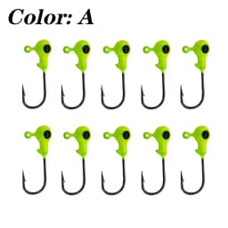 10Pcs/Lot Crank Color Mixing Jig Head Hook 1.2g Fishing Hook Lead Jig Lure Hard Baits Soft Worm Fishing Tackle Accessories