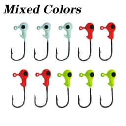 10Pcs/Lot Crank Color Mixing Jig Head Hook 1.2g Fishing Hook Lead Jig Lure Hard Baits Soft Worm Fishing Tackle Accessories