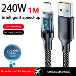 Lenovo Type C To Type C 240W Cable Phone Super Fast Charging Cable With Led Display Usb To Type-c Data Cord For Xiaomi Huawei