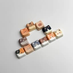Cute Cat 4 in 1 Keyboard Button Keychain with Adorable Design