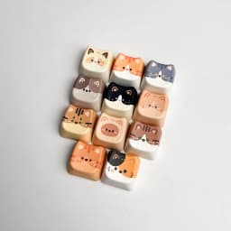 Cute Cat 4 in 1 Keyboard Button Keychain with Adorable Design