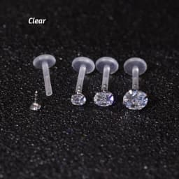 1Pc 16G 6/8mm Clear Rainbow Lip Stud Acrylic Flexible Push-in Monore Labret Ear Cartilage Tragus Piercing Body Jewelry Bioplast