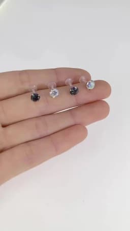 1Pc 16G 6/8mm Clear Rainbow Lip Stud Acrylic Flexible Push-in Monore Labret Ear Cartilage Tragus Piercing Body Jewelry Bioplast