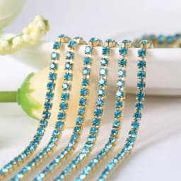 1yard/piece SS6 SS8 SS12 19Colors Glass Crystal Rhinestone Chain,Gold Bottom Sew On Cup Chains For Diy Garment Bags Decorations