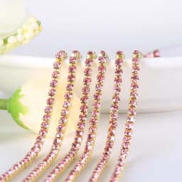 1yard/piece SS6 SS8 SS12 19Colors Glass Crystal Rhinestone Chain,Gold Bottom Sew On Cup Chains For Diy Garment Bags Decorations