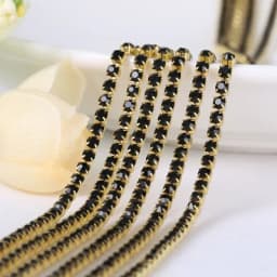 1yard/piece SS6 SS8 SS12 19Colors Glass Crystal Rhinestone Chain,Gold Bottom Sew On Cup Chains For Diy Garment Bags Decorations
