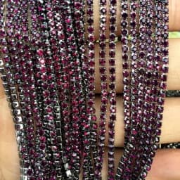 1yard/piece SS6 SS8 SS12 19Colors Glass Crystal Rhinestone Chain,Gold Bottom Sew On Cup Chains For Diy Garment Bags Decorations