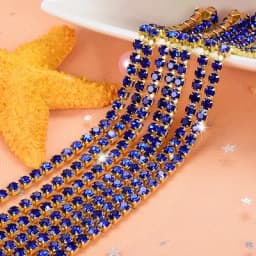 1yard/piece SS6 SS8 SS12 19Colors Glass Crystal Rhinestone Chain,Gold Bottom Sew On Cup Chains For Diy Garment Bags Decorations